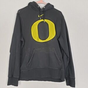 Nike Size L Oregon Ducks Hoodie Sweatshirt Black Big O Logo Unisex Minimalist‎